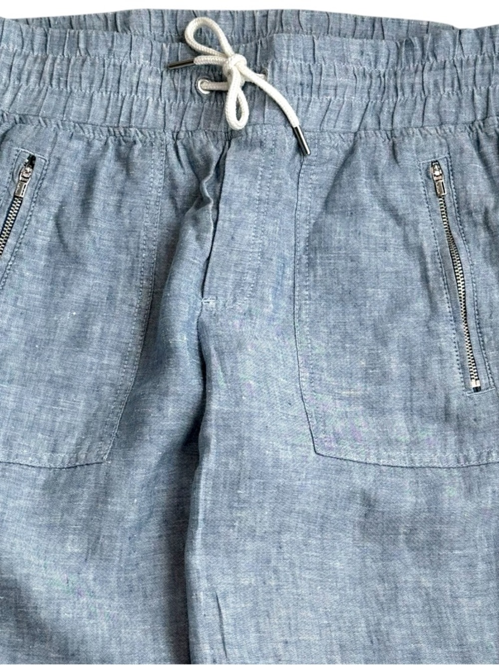 Athleta Cabo Linen Jogger Womens 2 Blue Lightweight Drawstring Pants Activewear